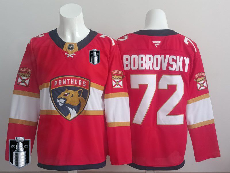 Men 2025 Florida Panthers #72 Bobrovsky Red Fanatics Home Premium NHL Jersey style 3